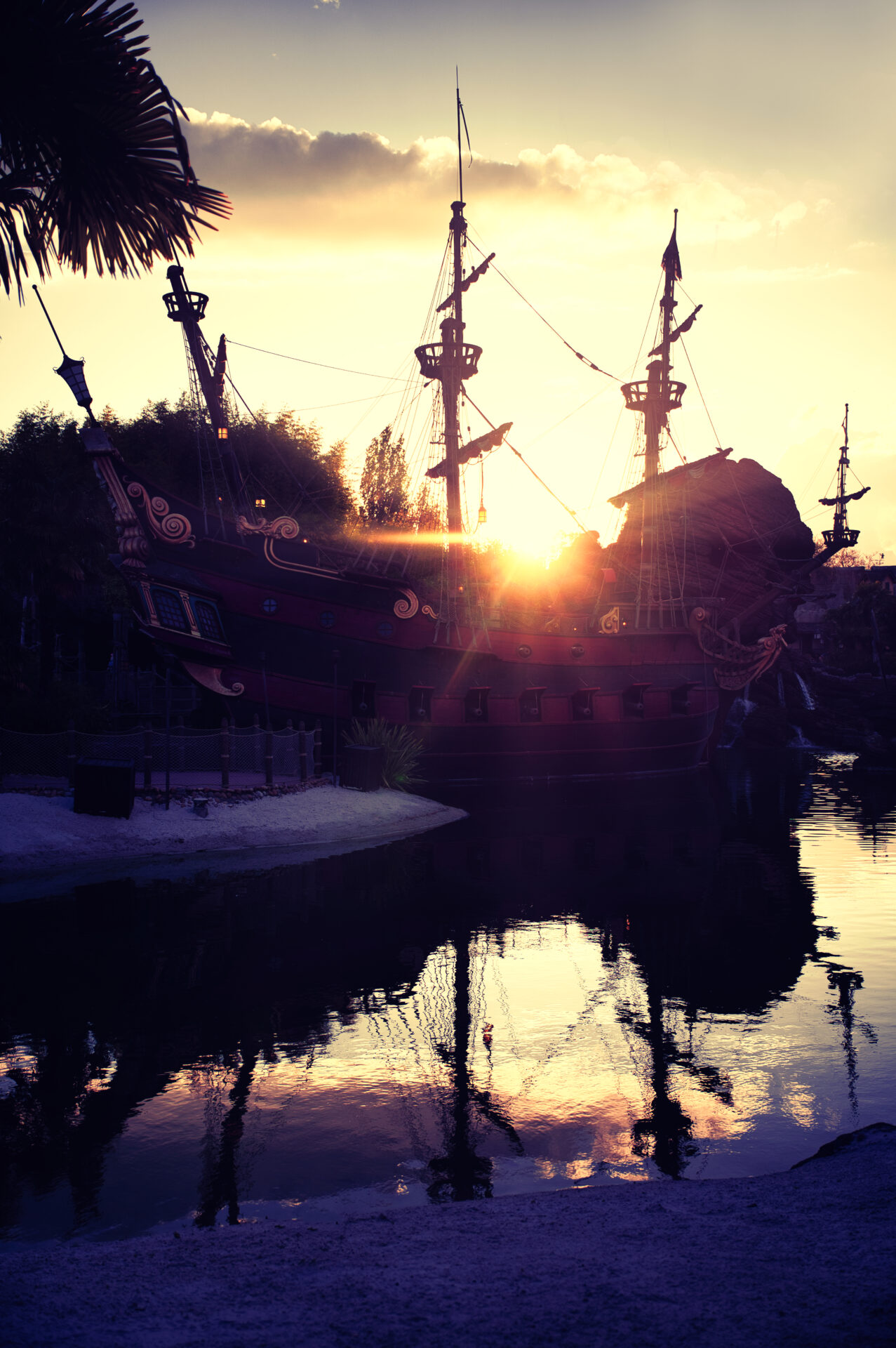 Disneyland Paris Captain Hook's Pirate Ship Sunset Skull Adventureland